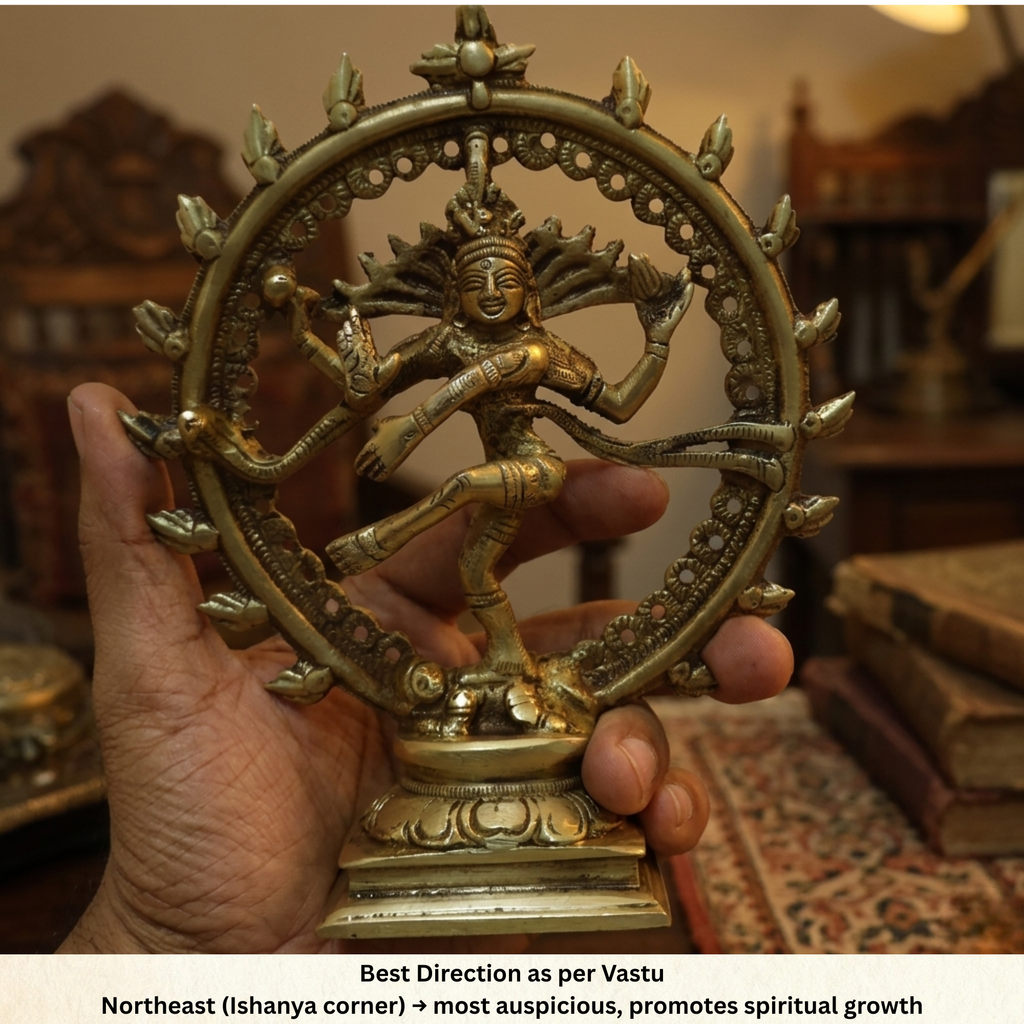 Brass Natraja Statue Gold Finish