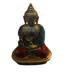 Pure Brass Sleeping Buddha Idol with Stone Work