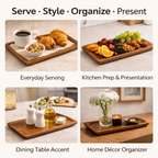 Acacia Wooden Rectangular Serving Platter Tray (10x7 inches)