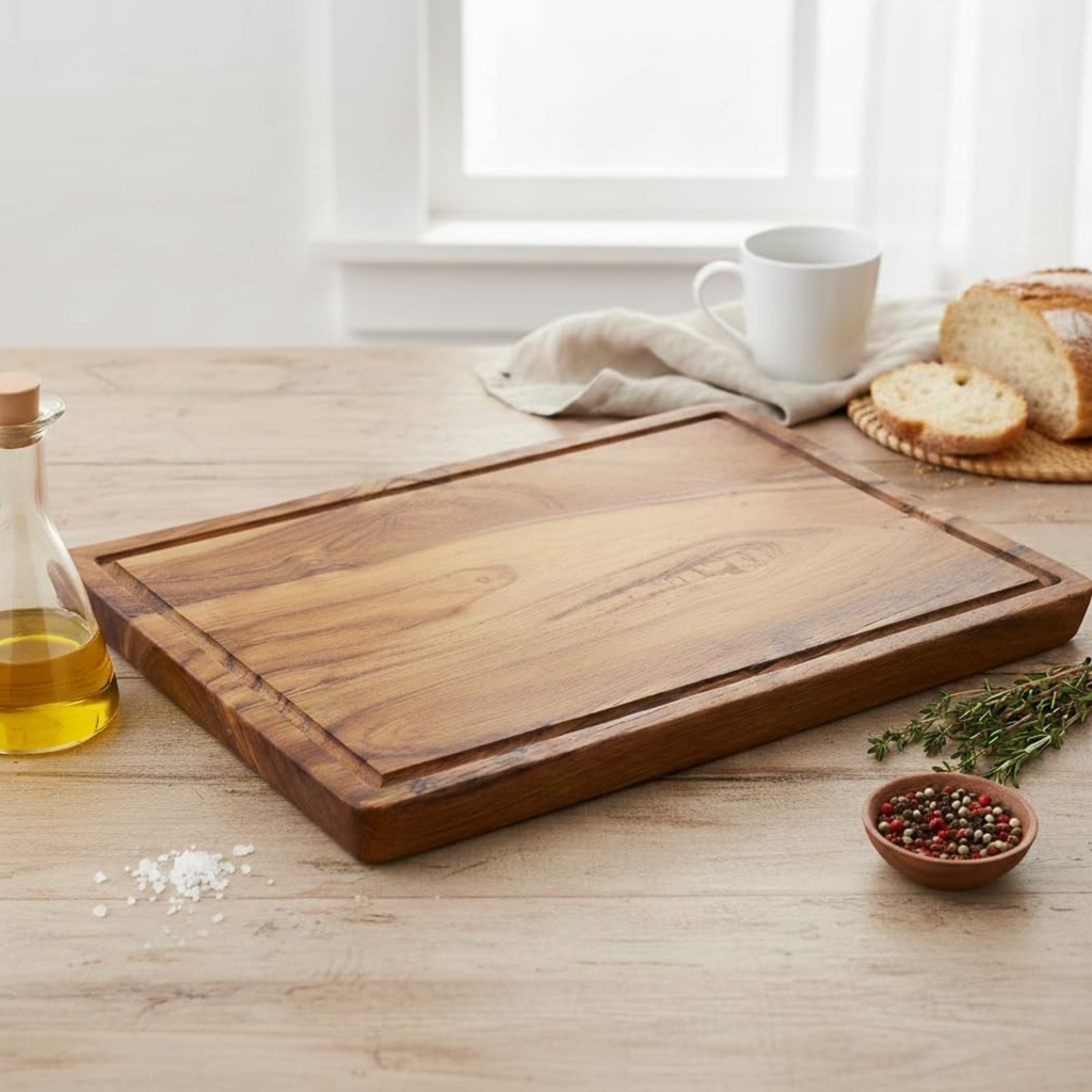 Acacia Wood Reversible Cutting & Chopping Board with Juice Groove
