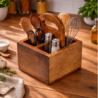 Acacia Wood Cutlery Holder