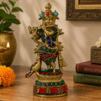 Pure Brass Krishna Stone Work