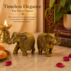 Pure Brass Elephant Figurine Pair – Set of 2