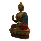 Pure Brass Sleeping Buddha Idol with Stone Work
