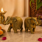 Pure Brass Elephant Figurine Pair – Set of 2