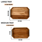 Teak Wood Serving Tray with Metal Handle