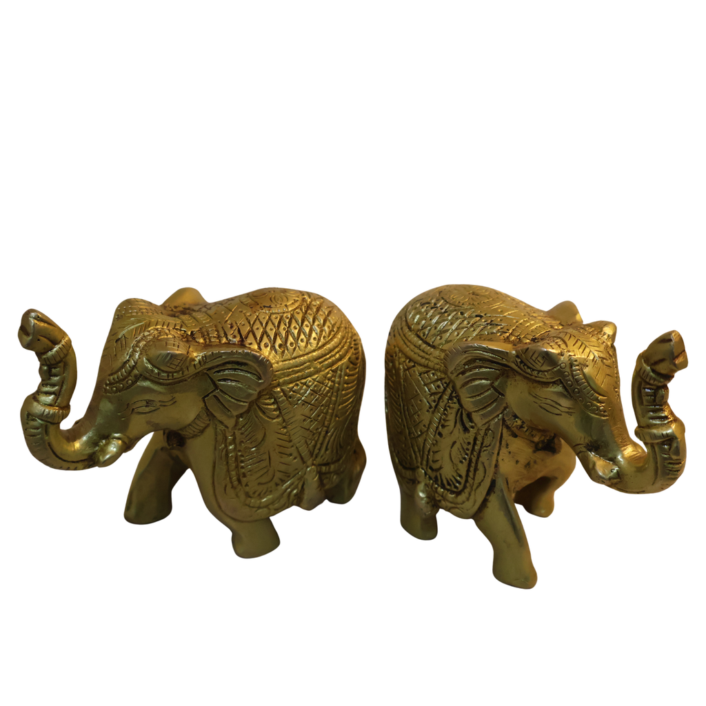 Brass Elephant Figurine Pair (Set of 2)